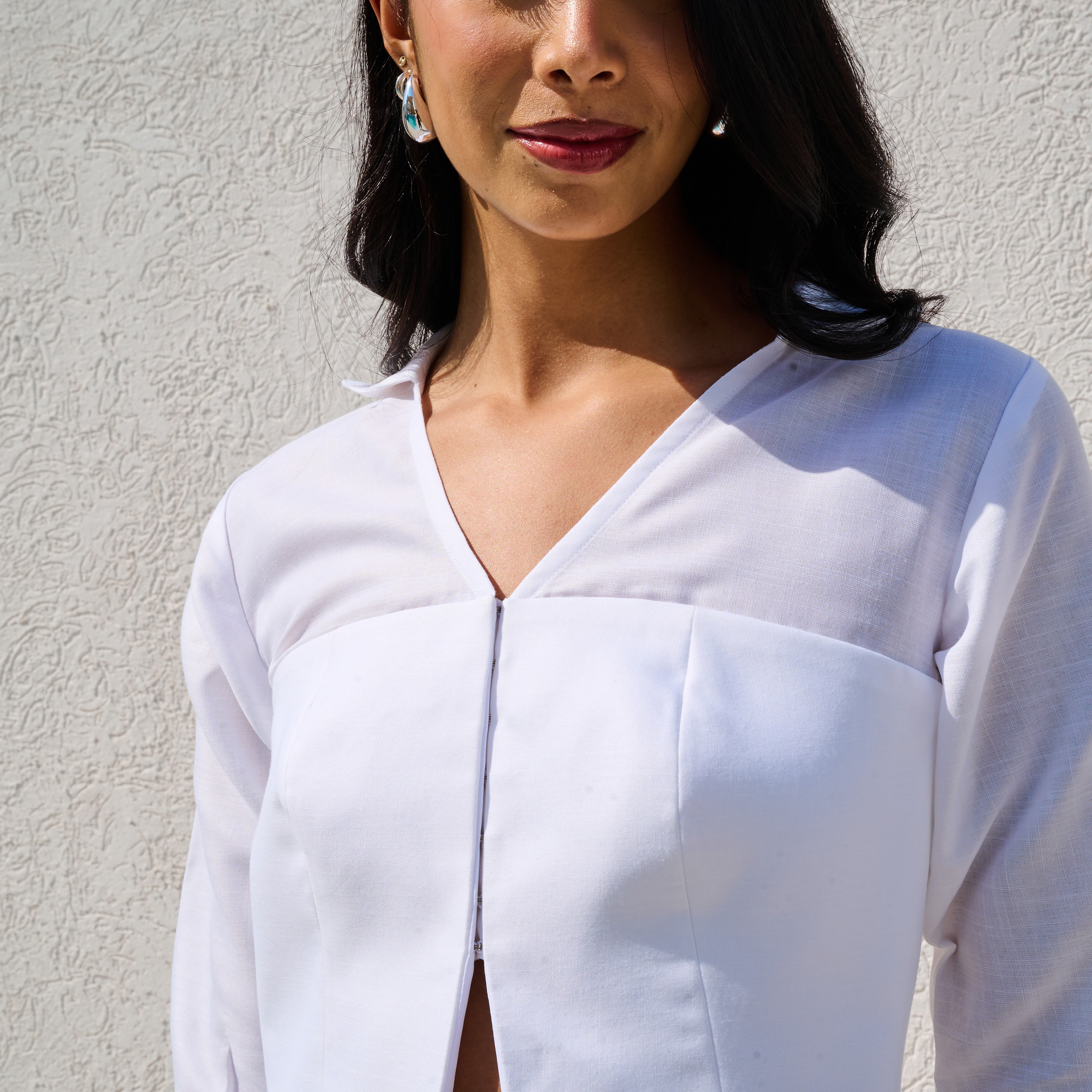 Kos Printed Linen Crop Top