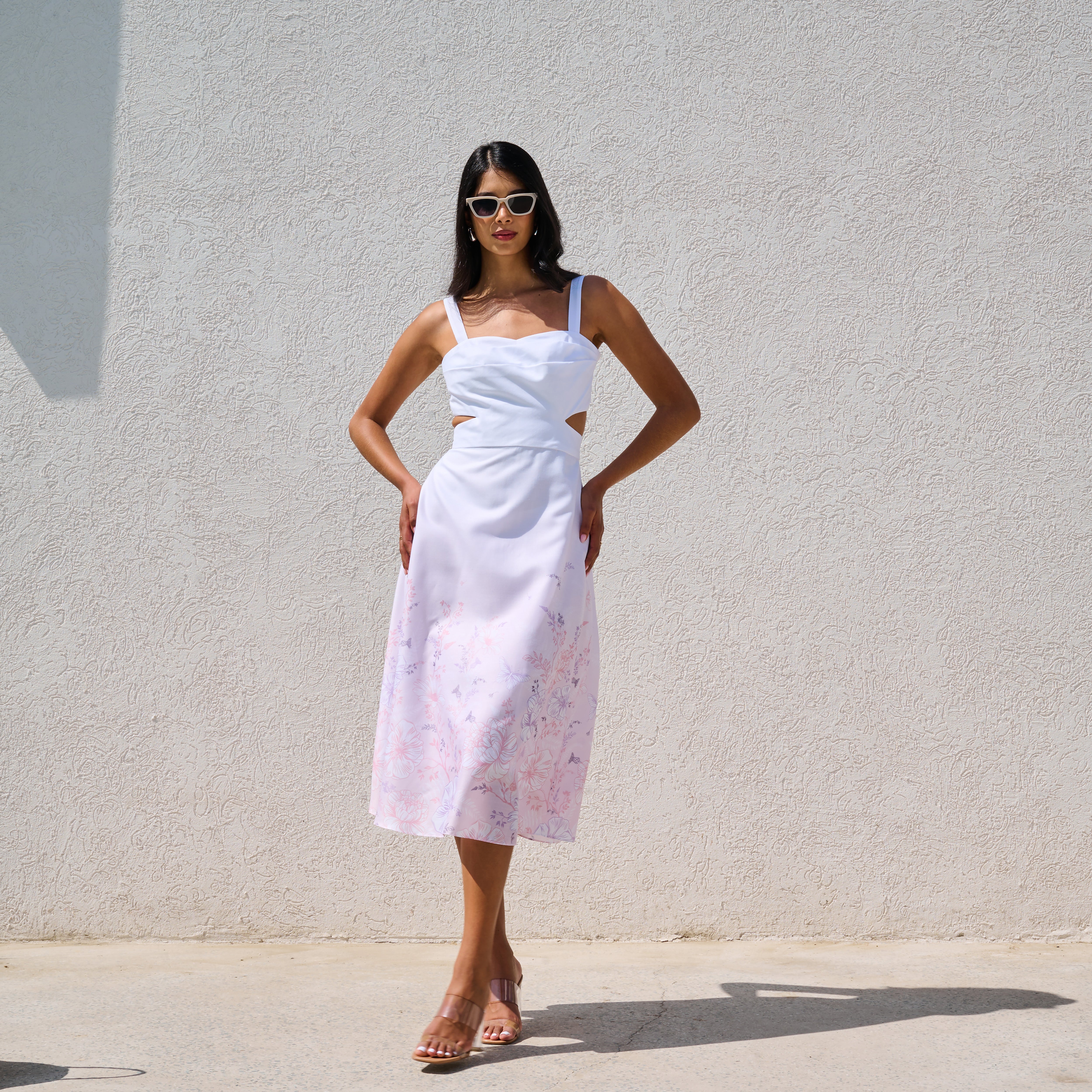 Madeira Cut Out Printed Linen Dress