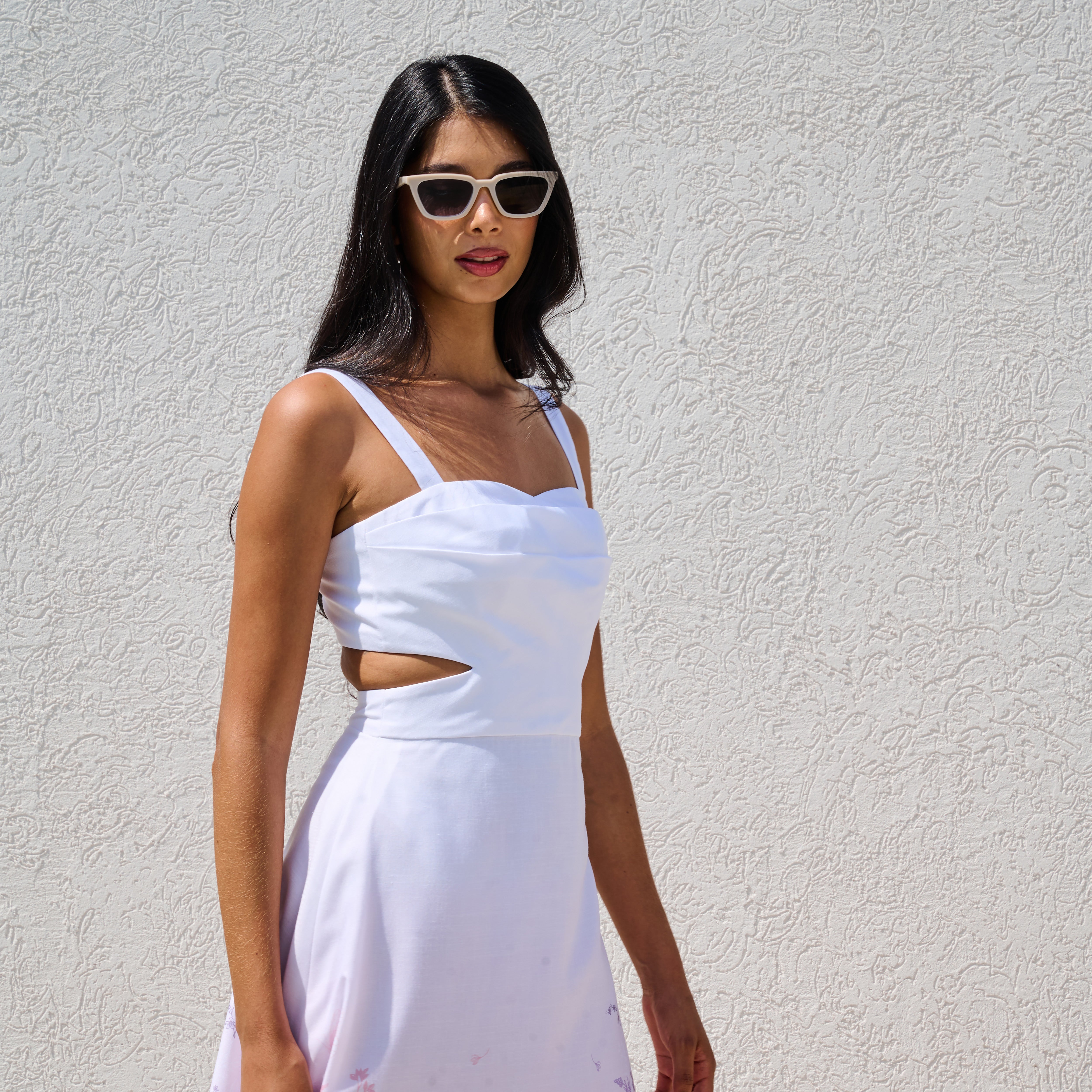 Madeira Cut Out Printed Linen Dress