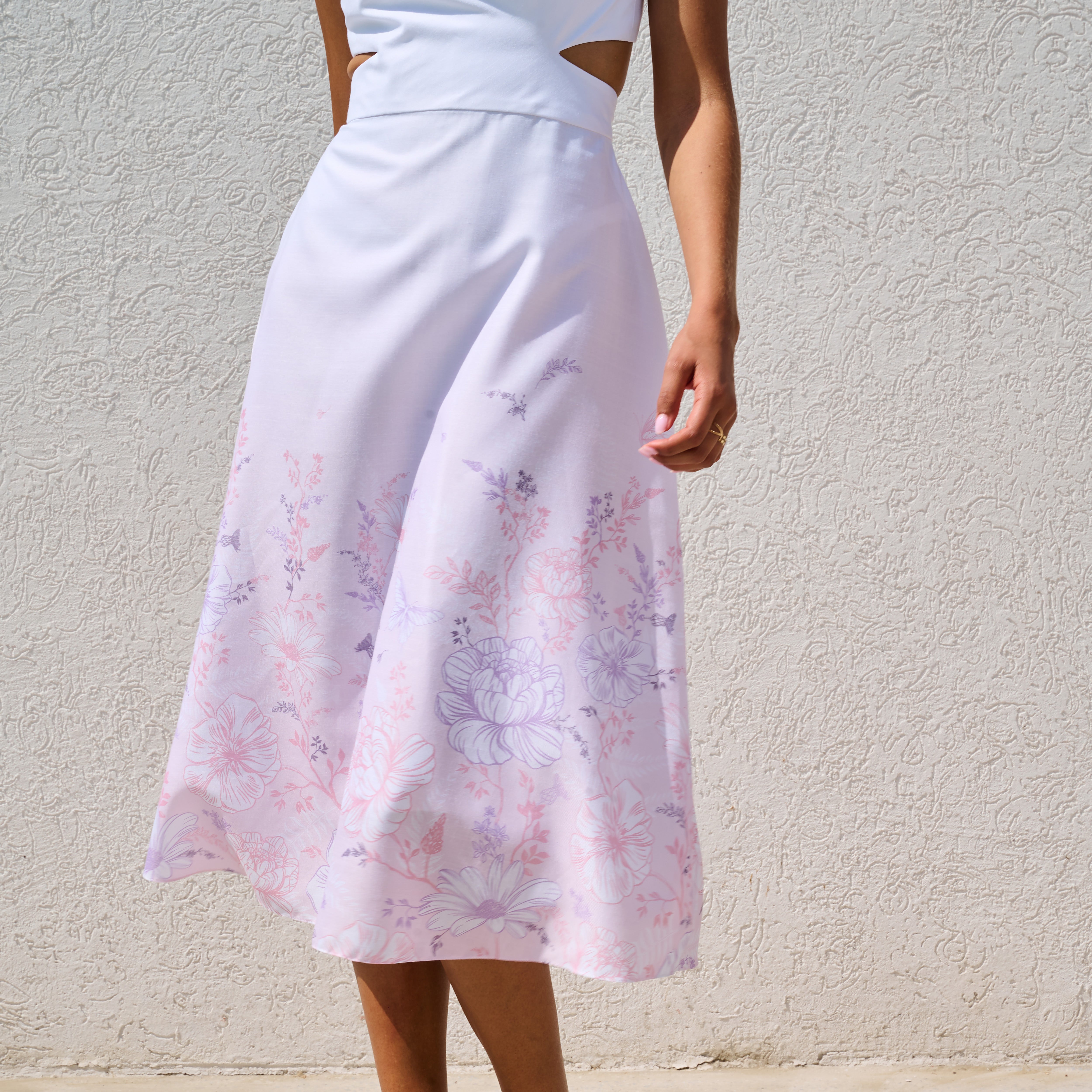 Madeira Cut Out Printed Linen Dress