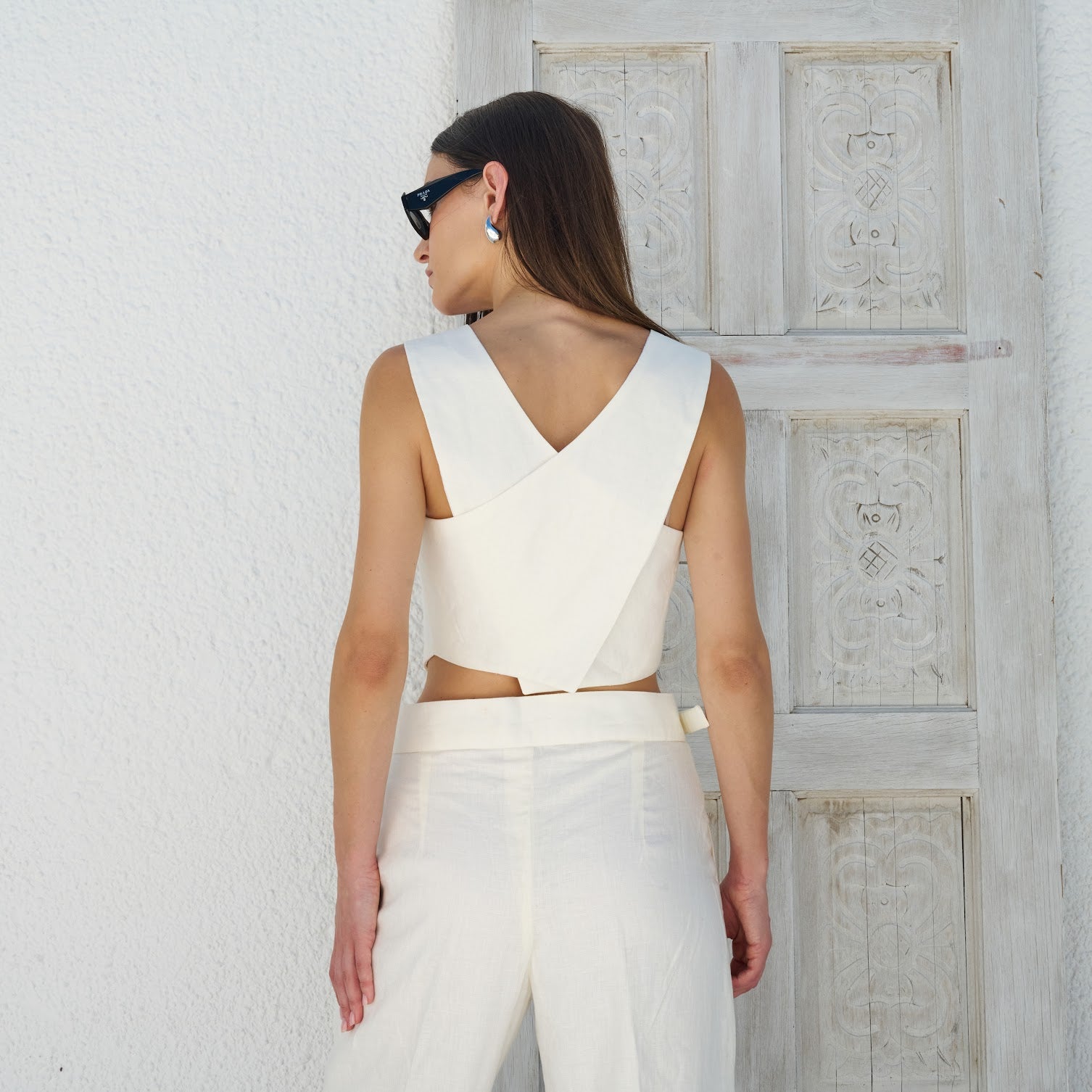Ivory Linen Vest