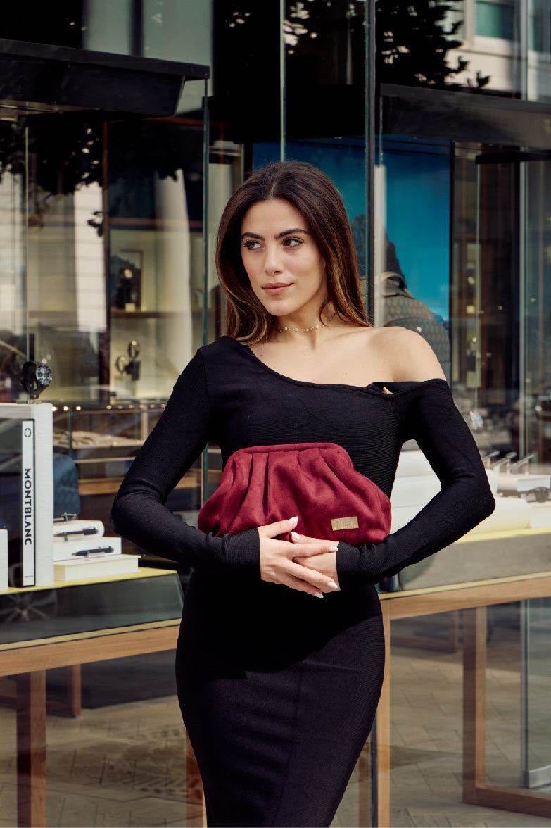 Diva Clutch - Velvet Burgundy