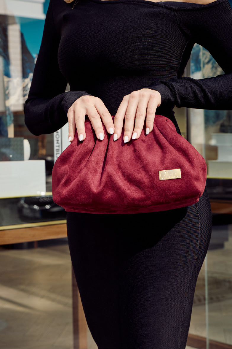 Diva Clutch - Velvet Burgundy