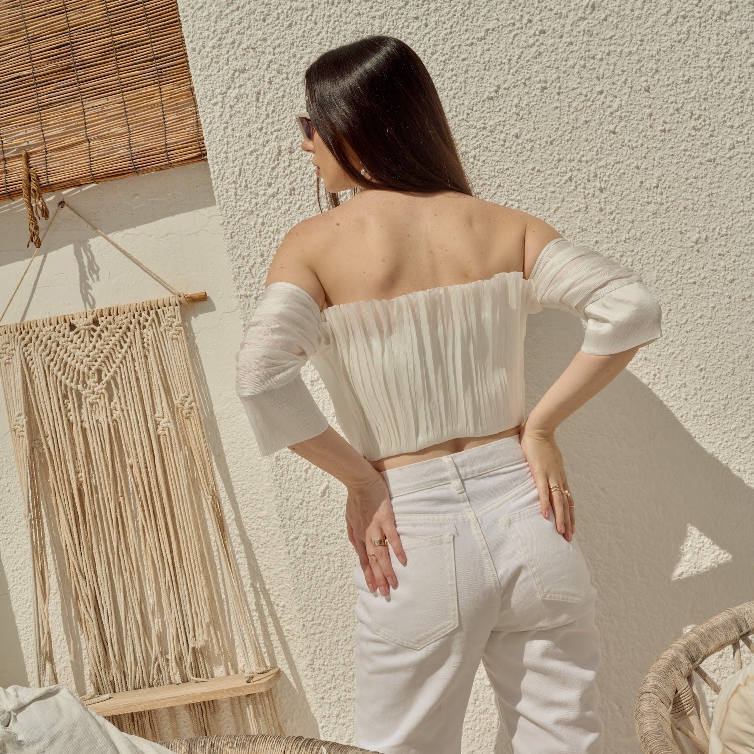 Off shoulder Pleated Top