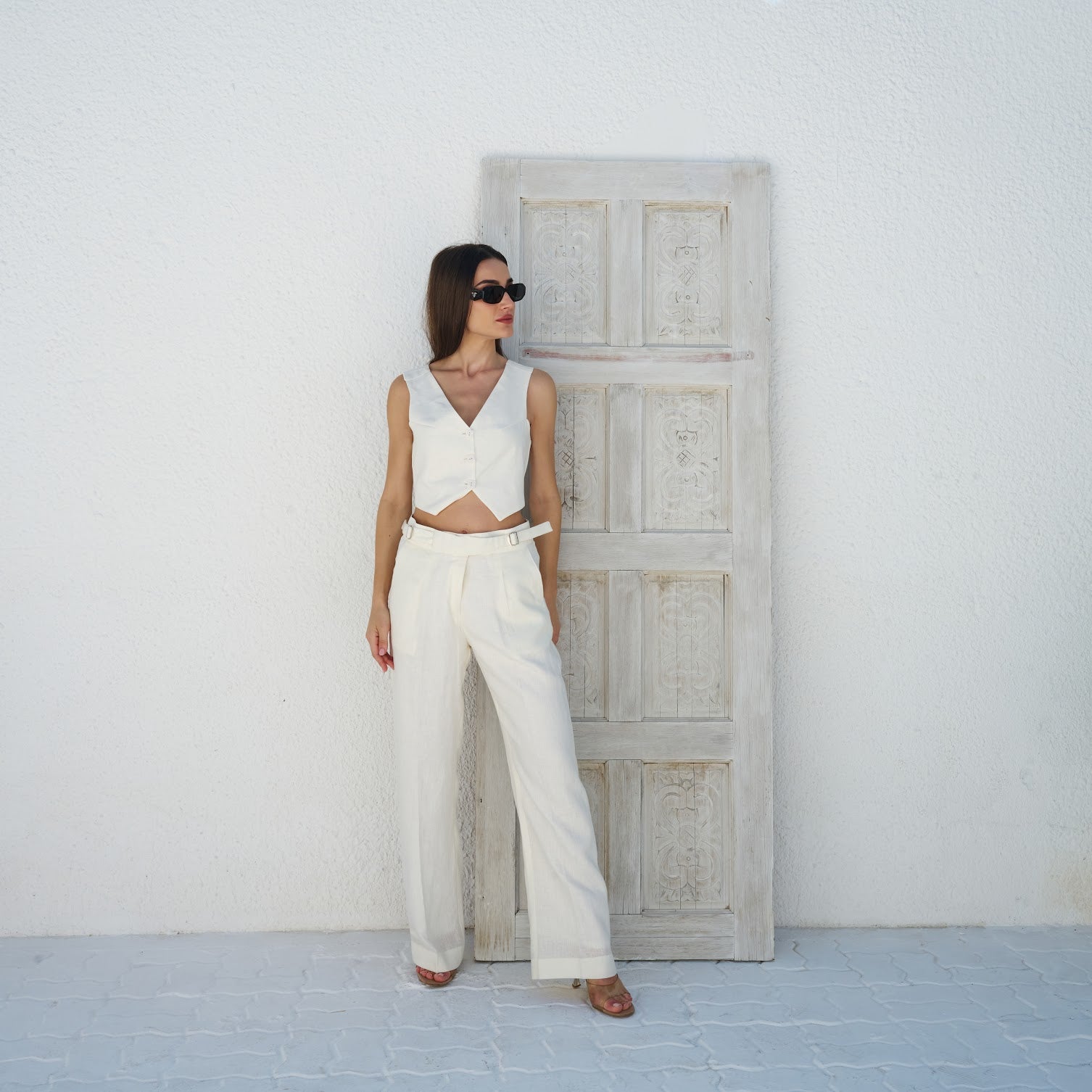 Ivory Linen Pant Set