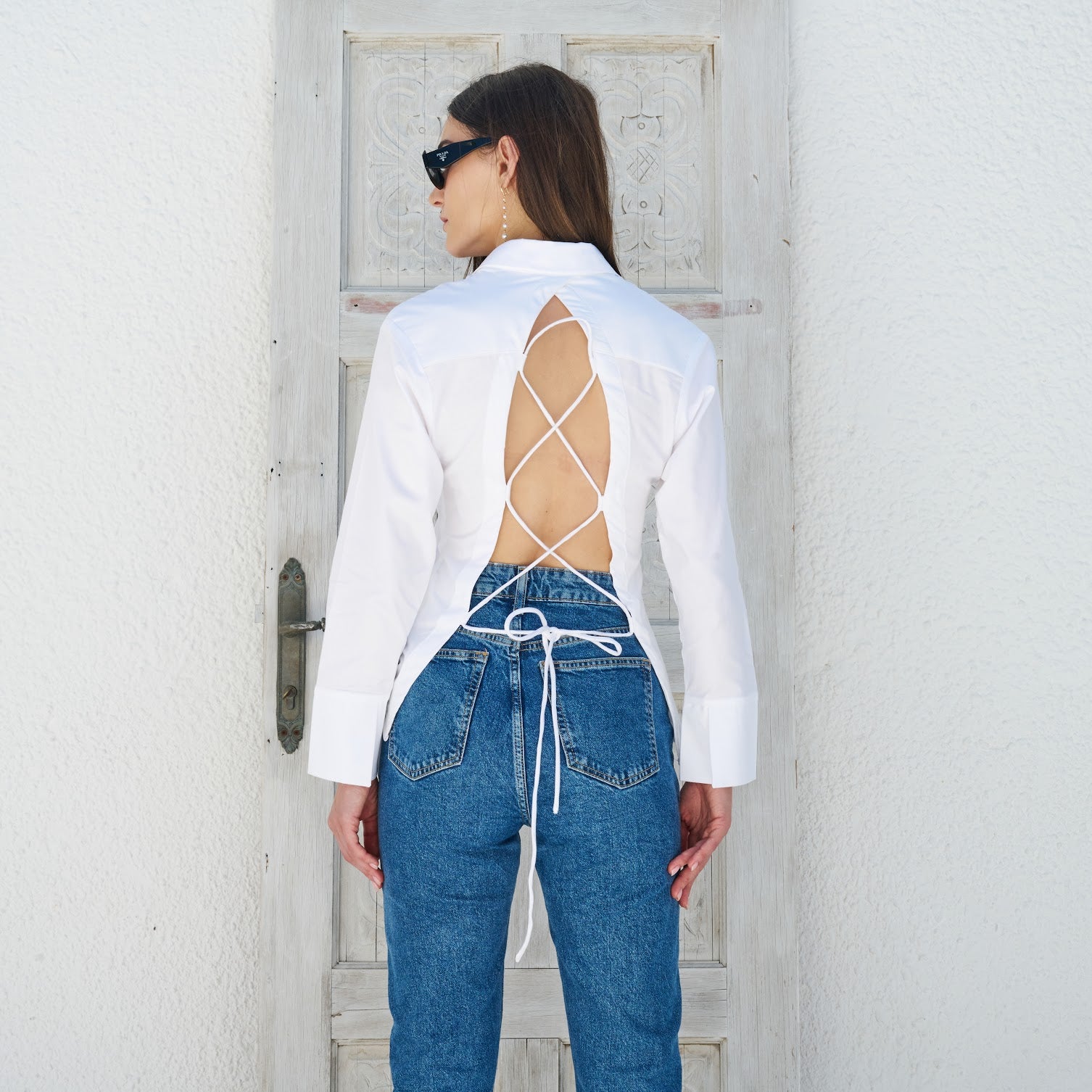 Backless Button Down Shirt