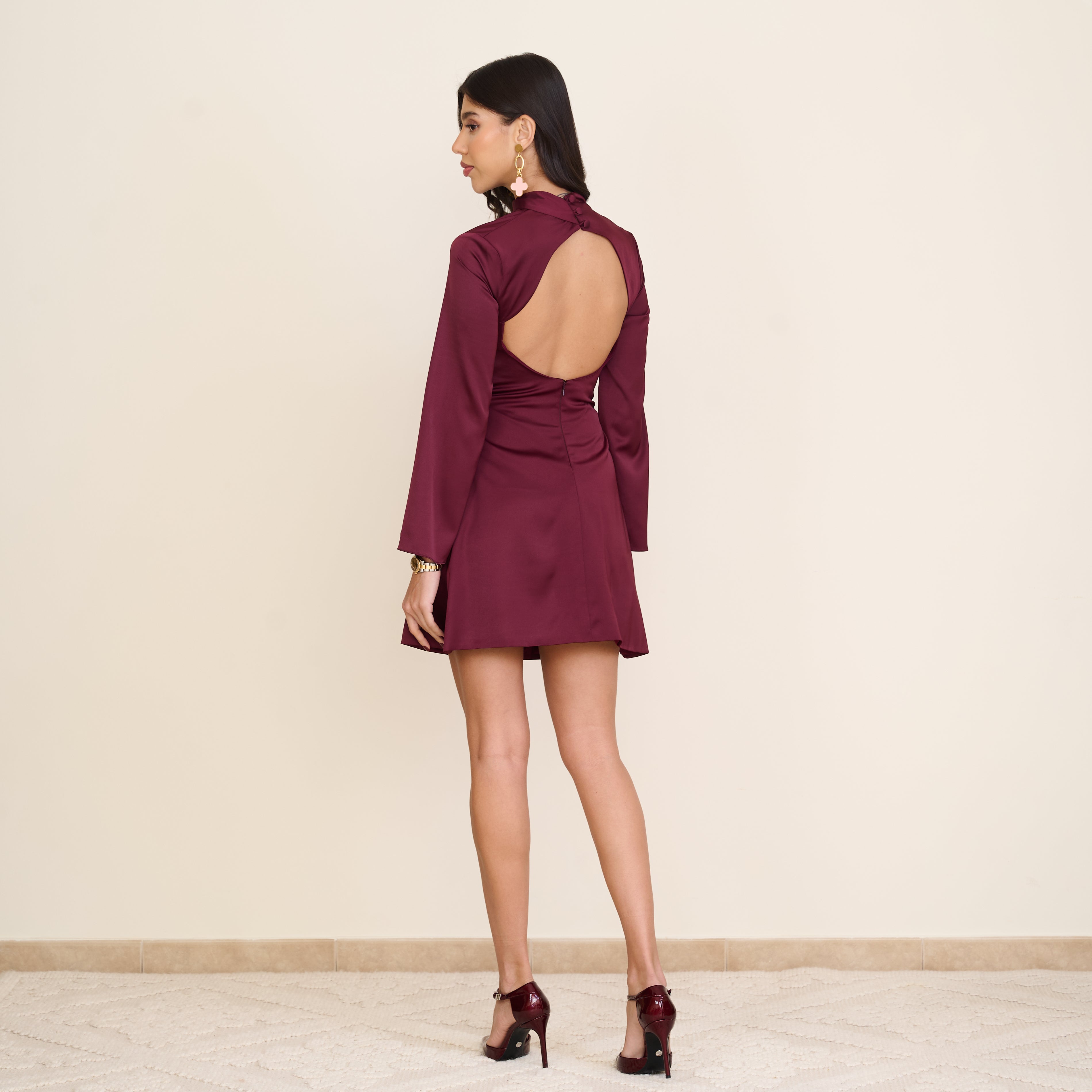 Satin Symphony Dress - Burgundy