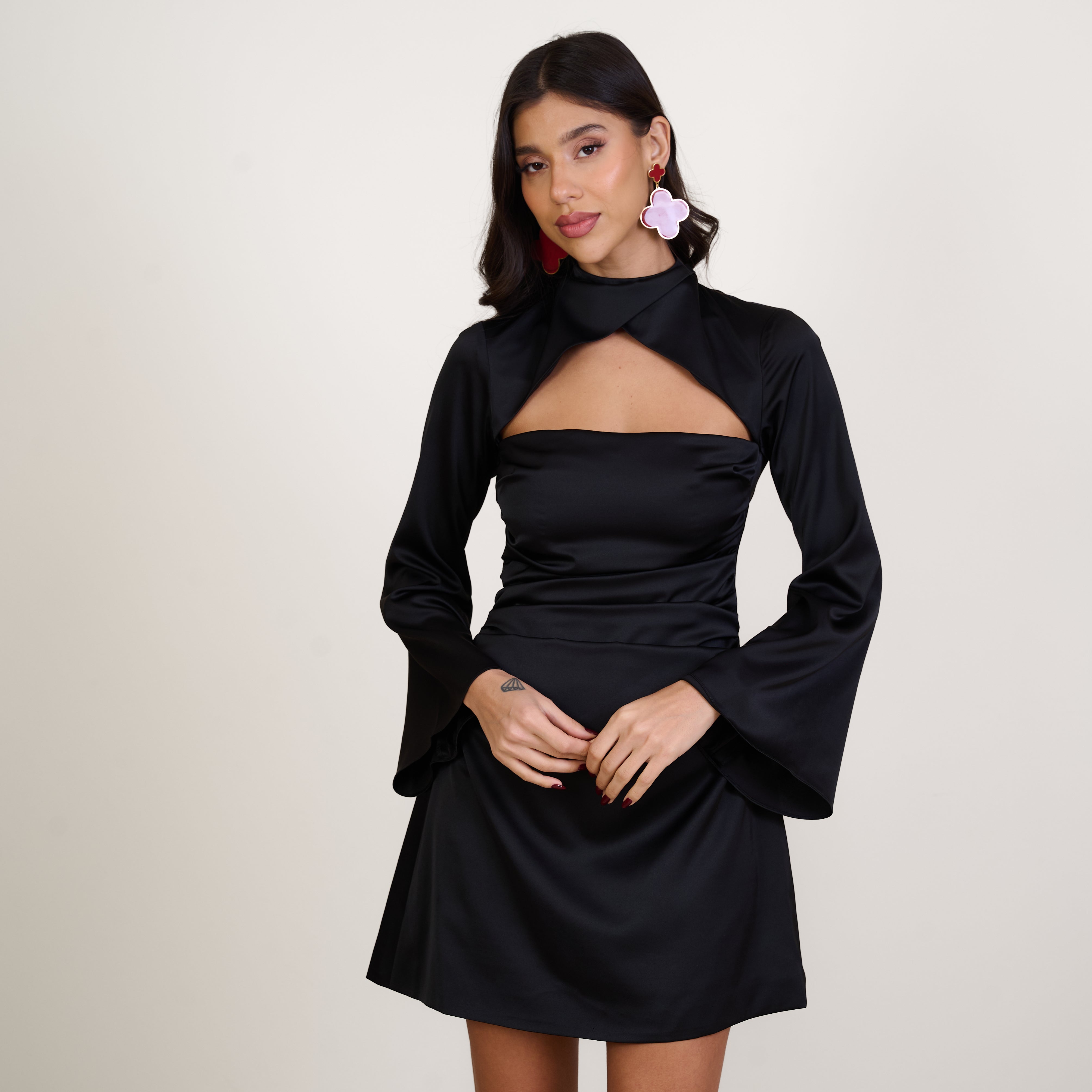 Satin Symphony Dress - Black