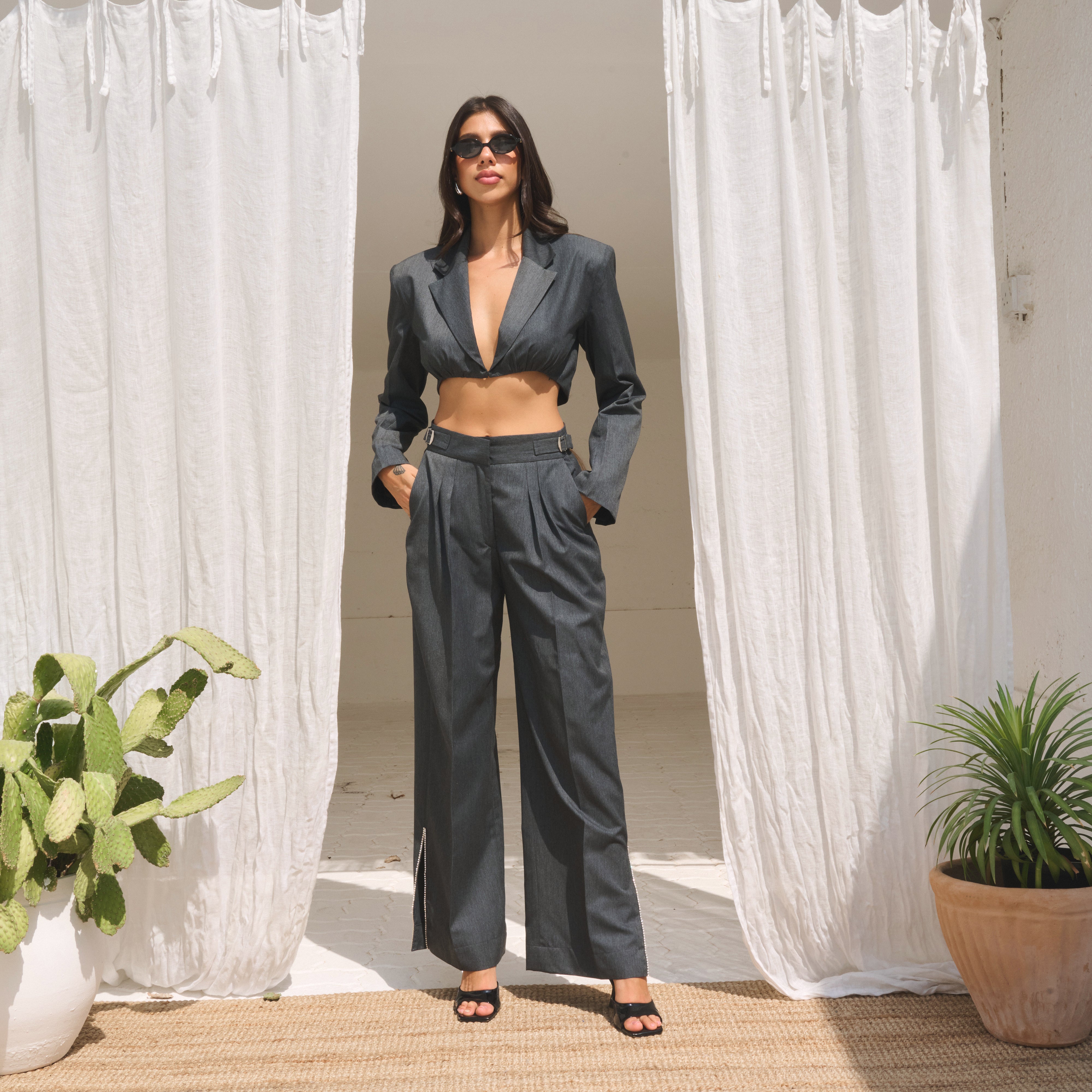 Iris Crop Blazer & Pants Set