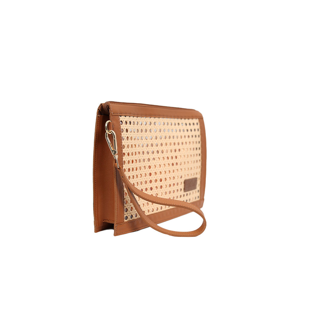 Dubai Rattan Clutch - Tan